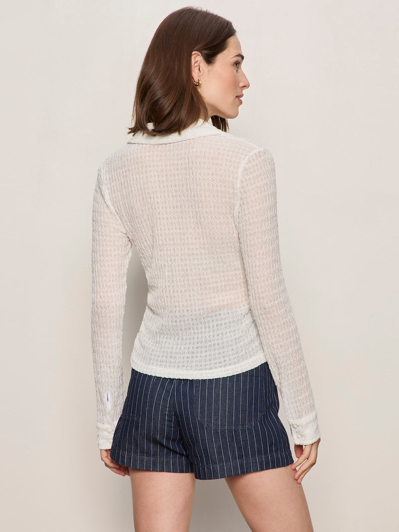 Juno Textured Button Front Top Chalk alt 1