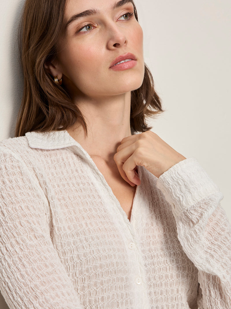 Juno Textured Button Front Top Chalk alt 3