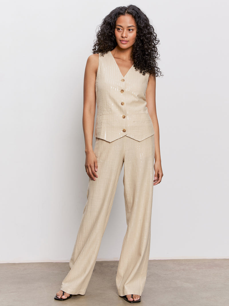 Relaxed Modern Vest Sand Sequin Stripe alt 5
