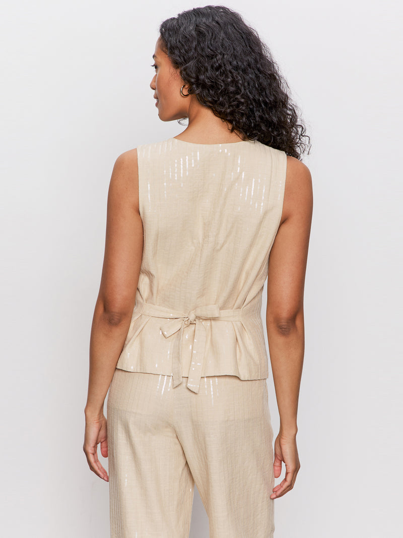 Relaxed Modern Vest Sand Sequin Stripe alt 2