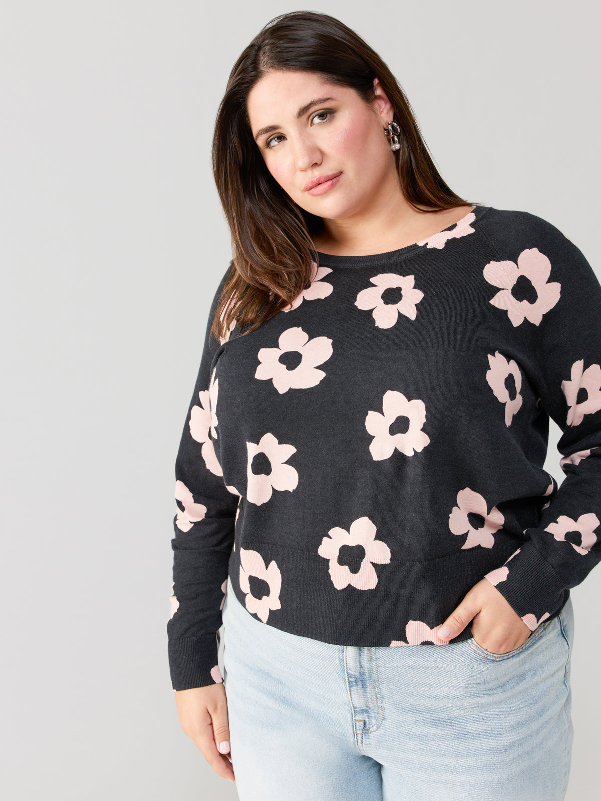 All Day Long Sweater Rose Smoke Flower Pop Inclusive Collection