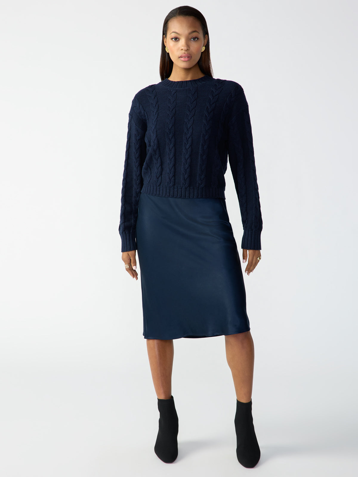 The Cable Sweater Navy Reflection