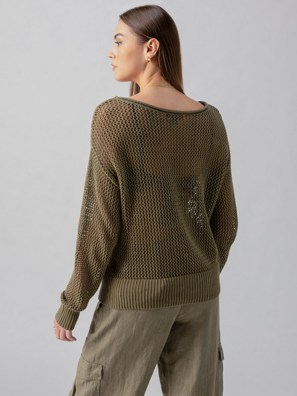 Open Knit Sweater Burnt Olive