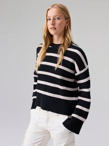 Chilly Out Chenille Sweater Black Toasted Stripe