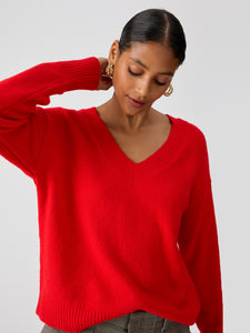 Easy Breezy V-Neck Pullover Sweater Lipstick