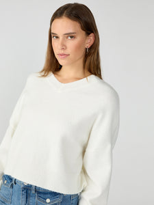 Easy Breezy V-Neck Pullover Sweater Milk