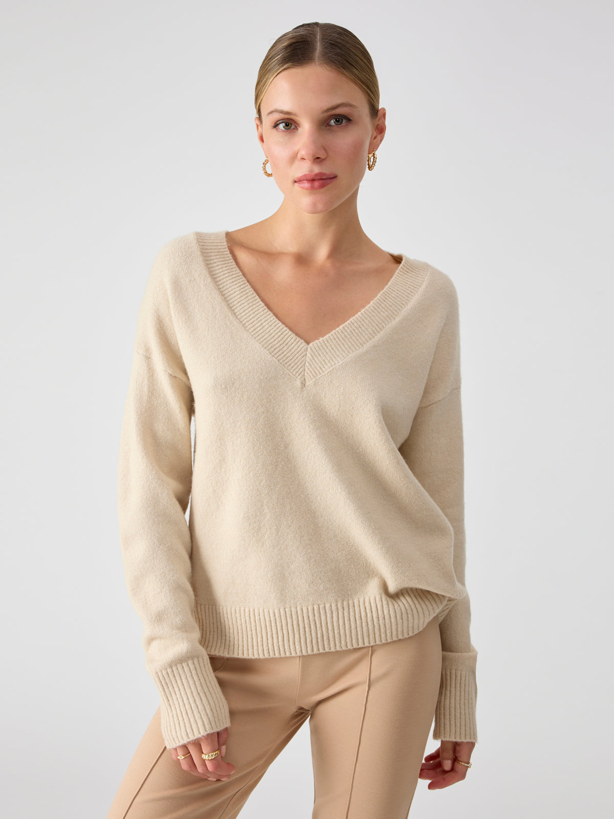 Easy Breezy V-Neck Pullover Sweater Toasted Marshmallow