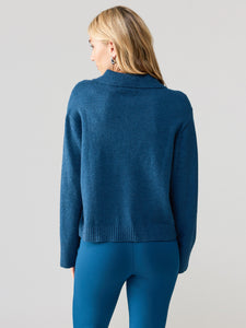 Johnny Collared Sweater Blue Jewel