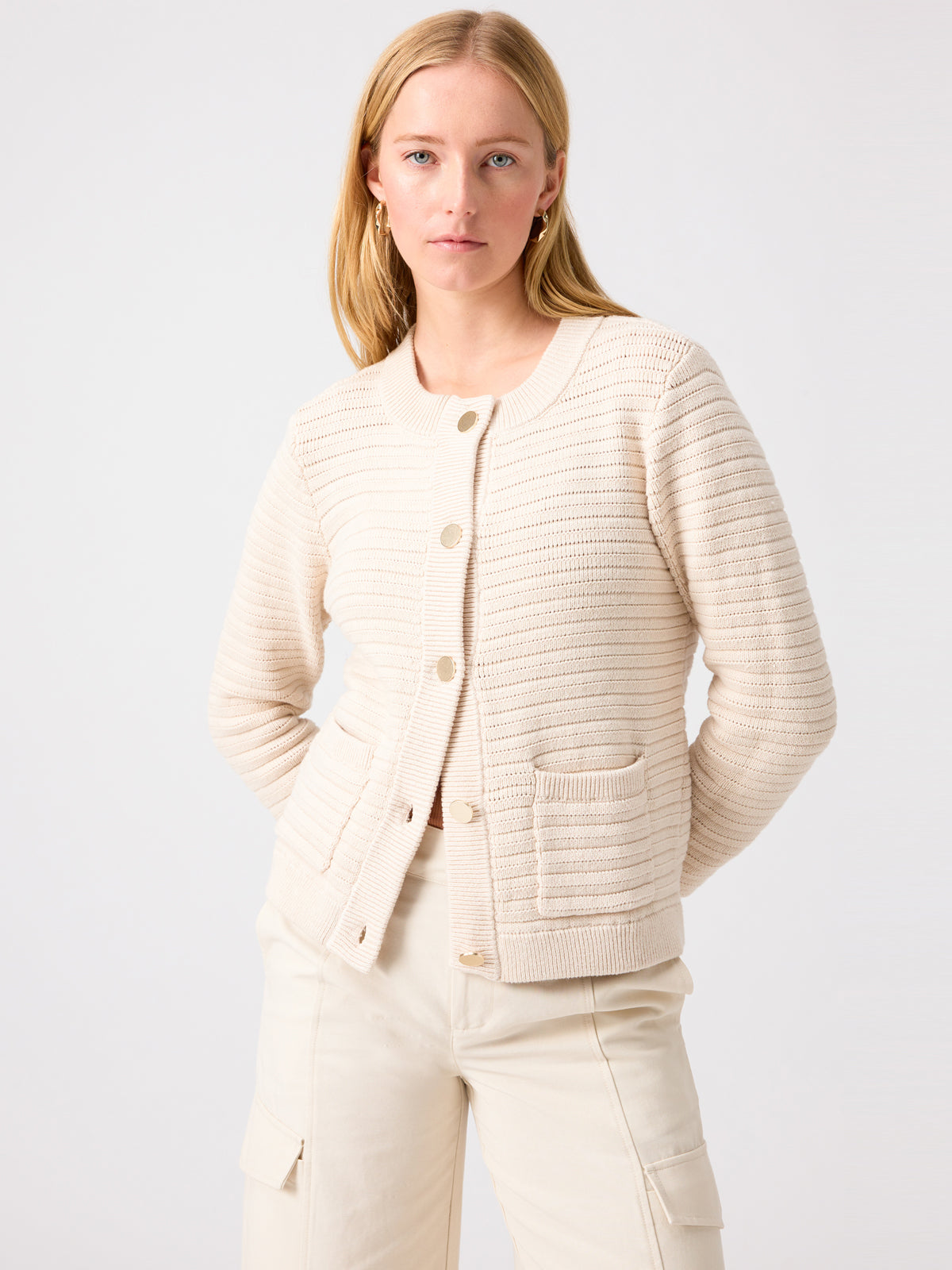 Knitted Sweater Jacket Toasted Almond