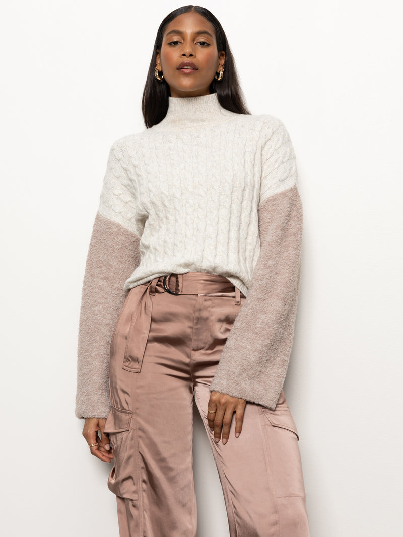 Boucle Sleeve Sweater Light Heather Oatmeal Multi alt 2