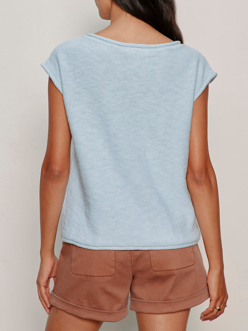 Easy Sweater Tee Blue Aura Petite Sizing alt 1