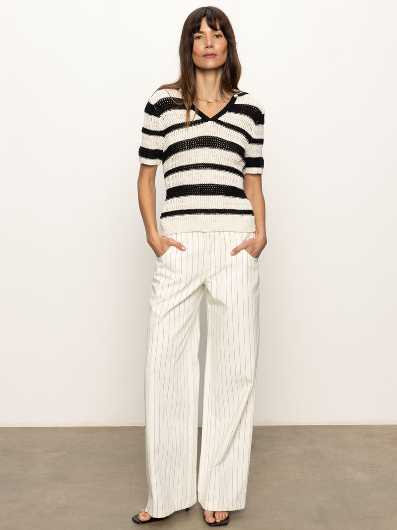 Knitted Collared Top Black Chalk alt 2