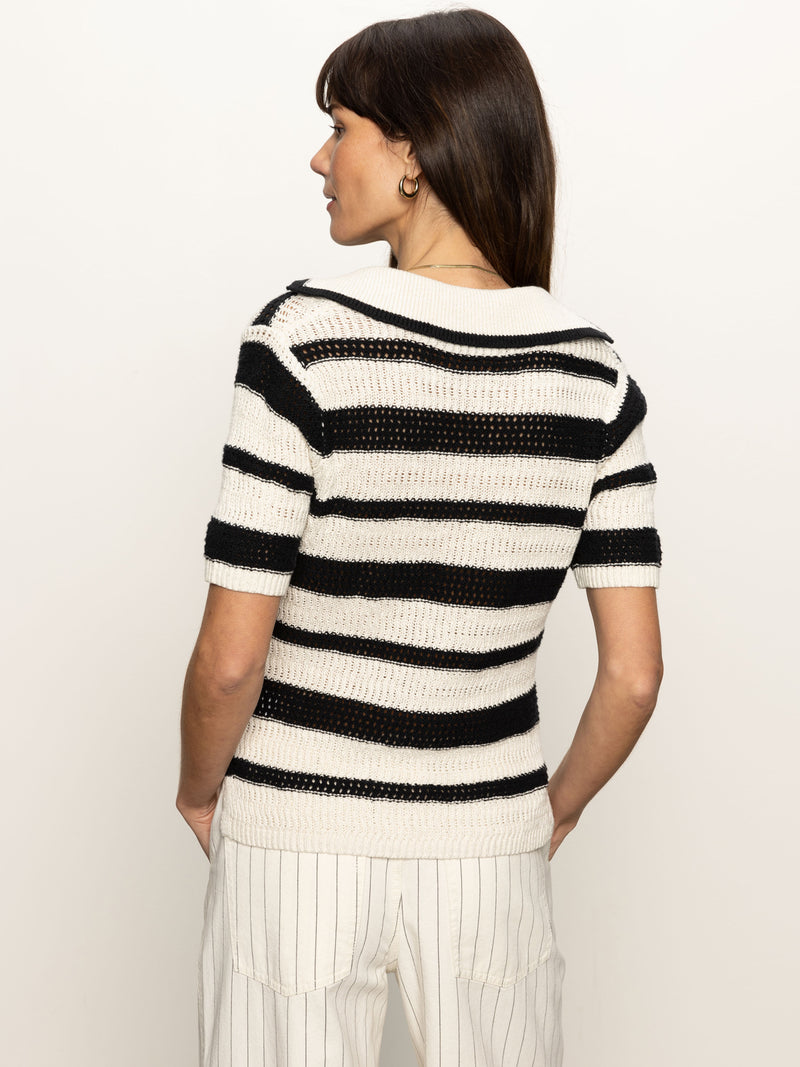Knitted Collared Top Black Chalk alt 3