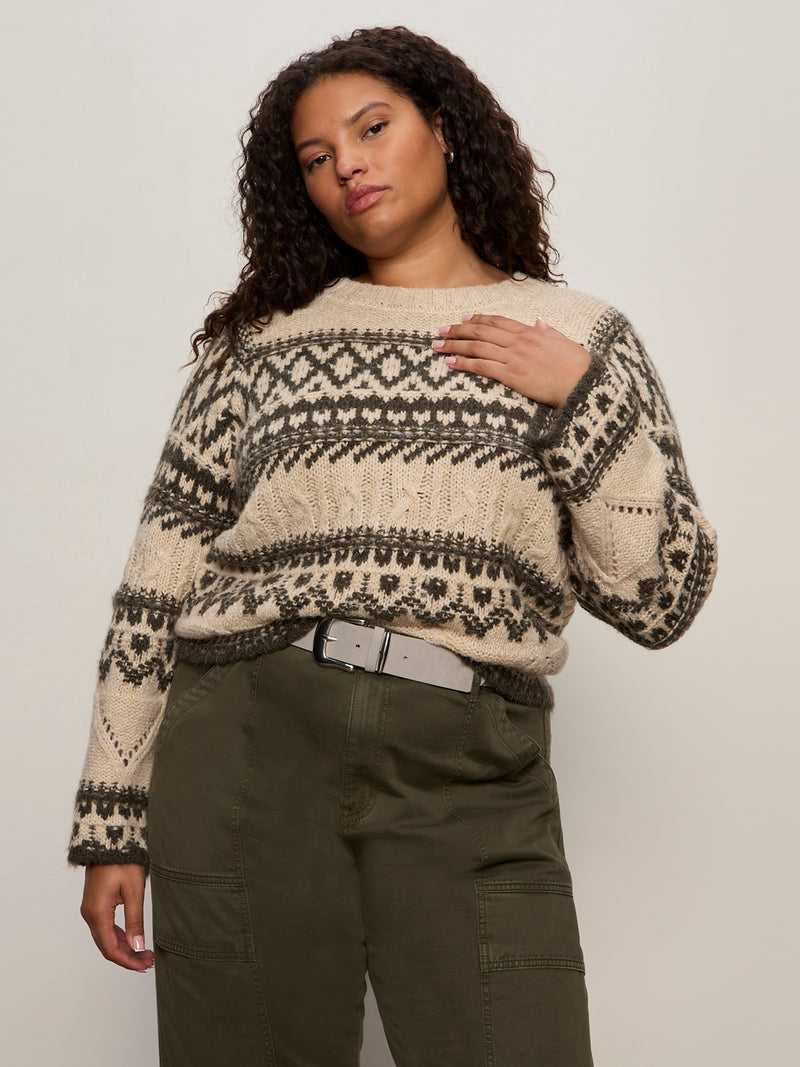 Fairisle Sweater Light Oat Multi Extended Sizing
