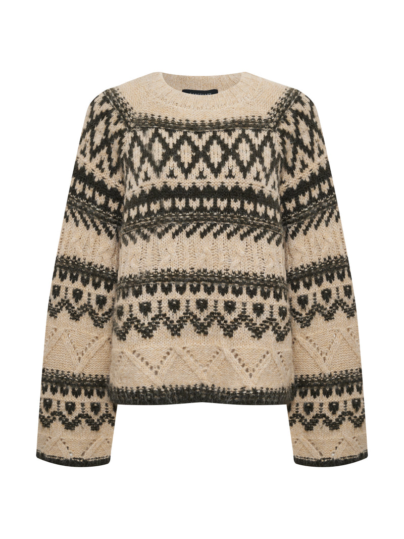 Fairisle Sweater Light Oat Multi Extended Sizing alt 6