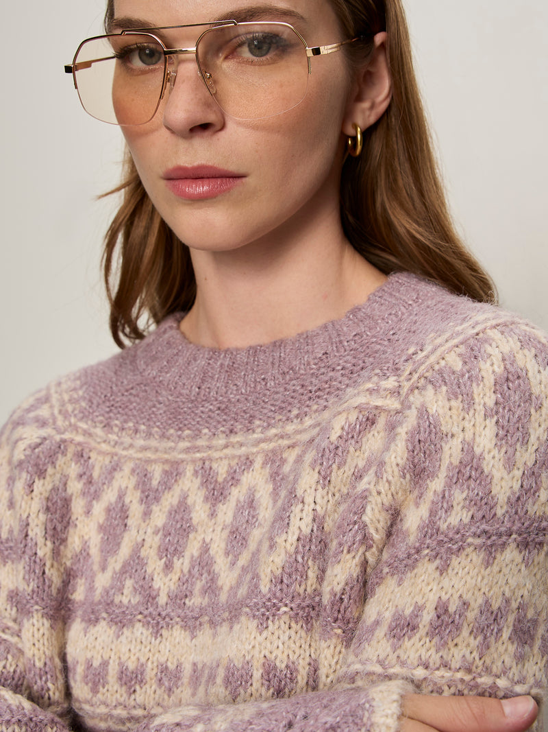 Fairisle Crew Neck Sweater Twilight Mauve Multi alt 4