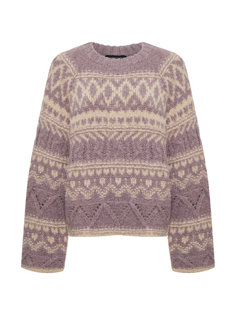 Fairisle Crew Neck Sweater Twilight Mauve Multi alt 6