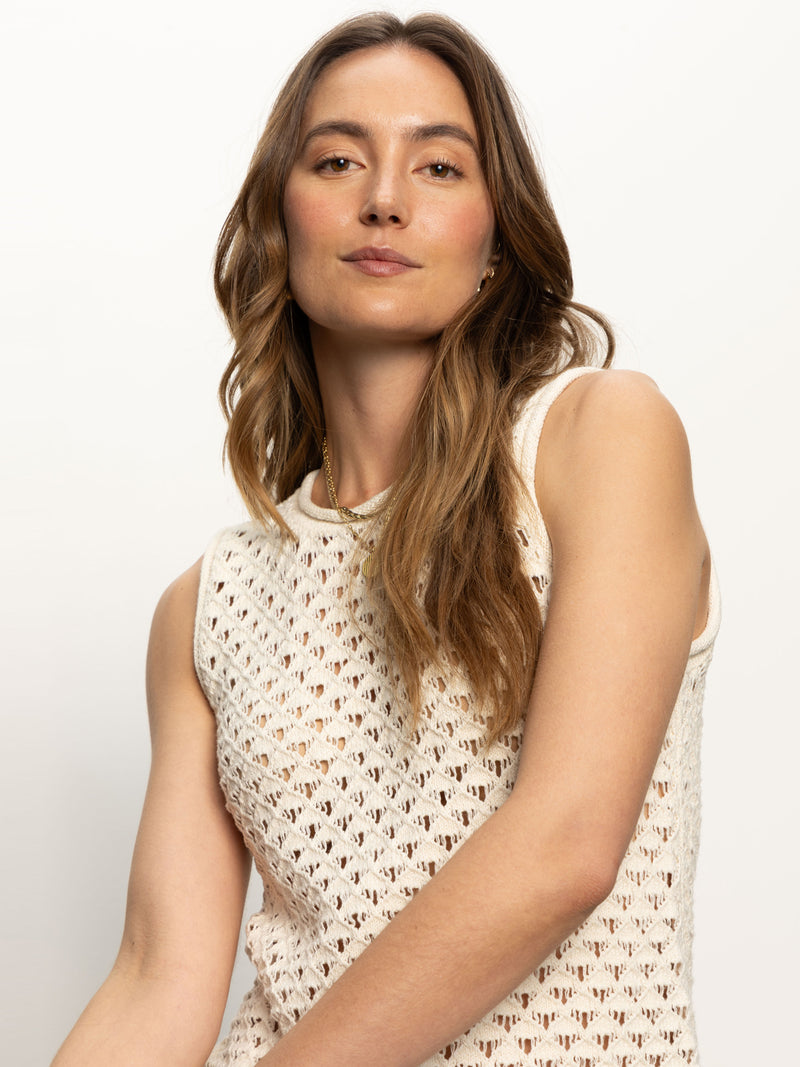 Crochet Shell Sweater Eco Natural alt 1