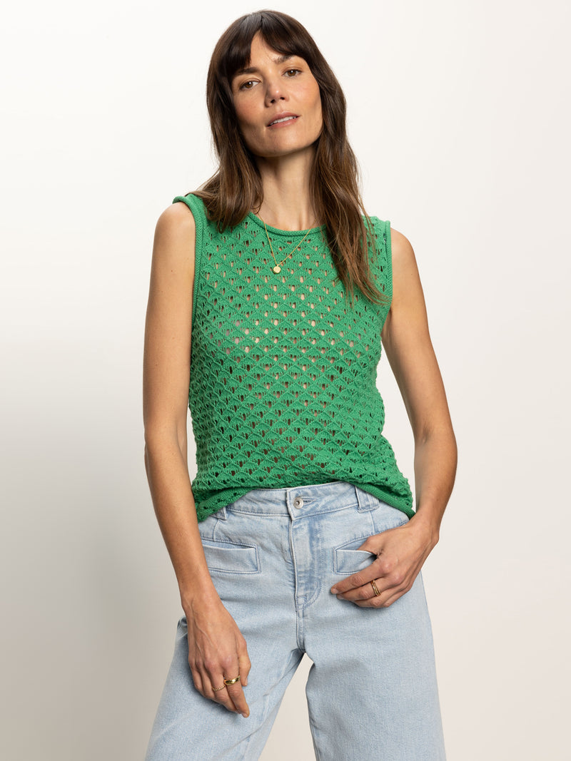 Crochet Shell Sweater Palm