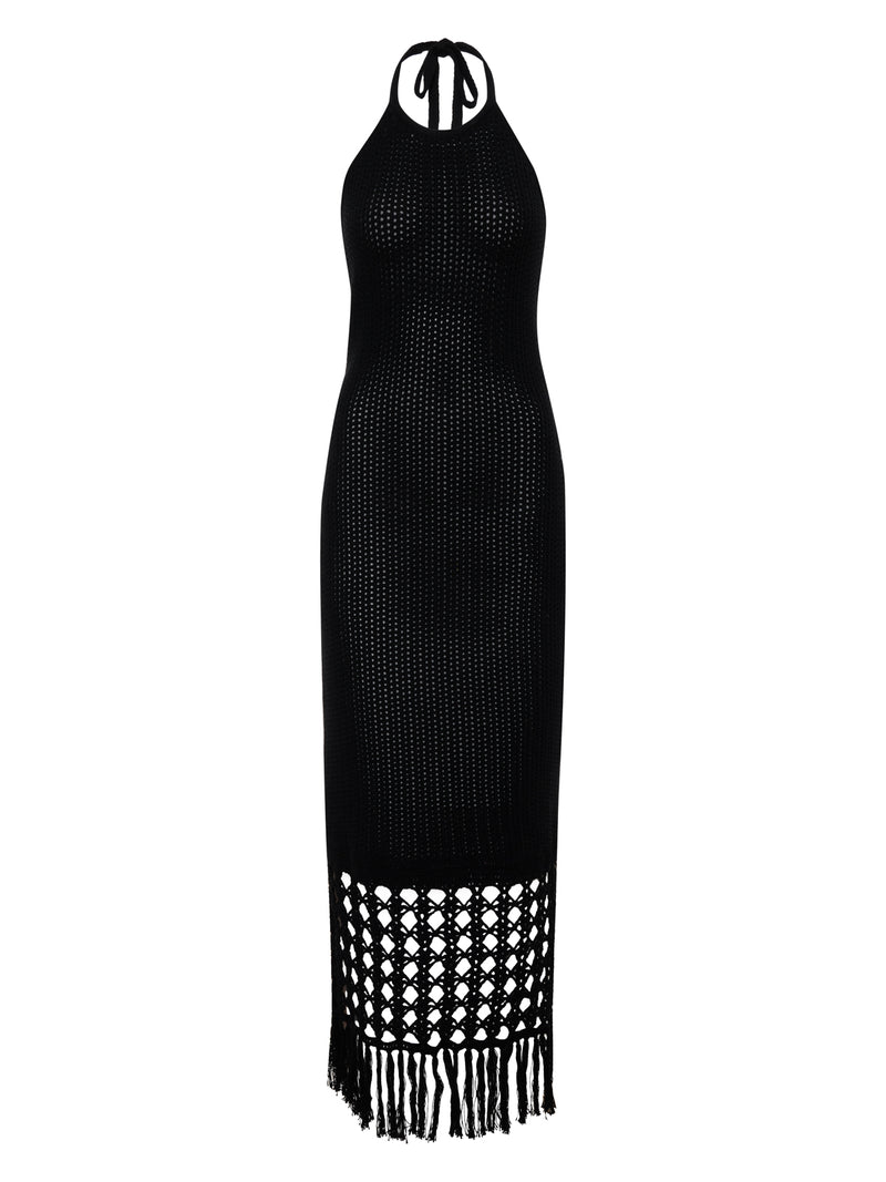 Promenade Halter Dress Black alt 6