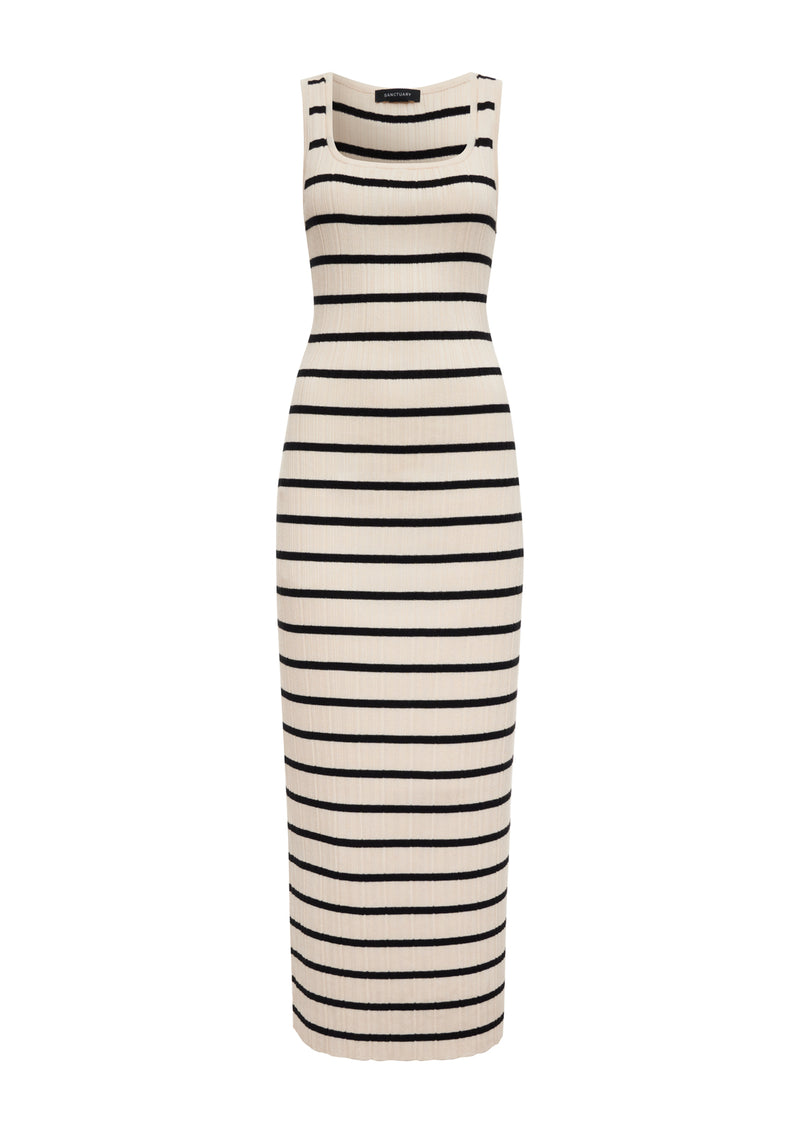 Starlit Rib Maxi Dress Light Oat/Black alt 6