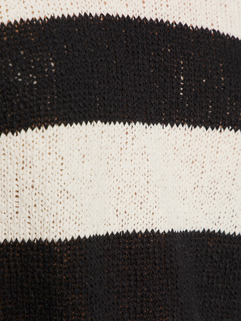 Textured Raglan Crew Sweater Chalk/ Black Stripe alt 5