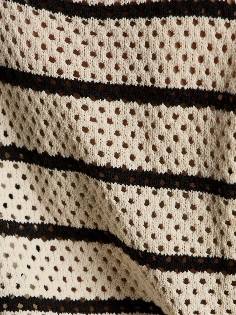 Airy Openwork Sweater Chalk Black Stripe alt 5