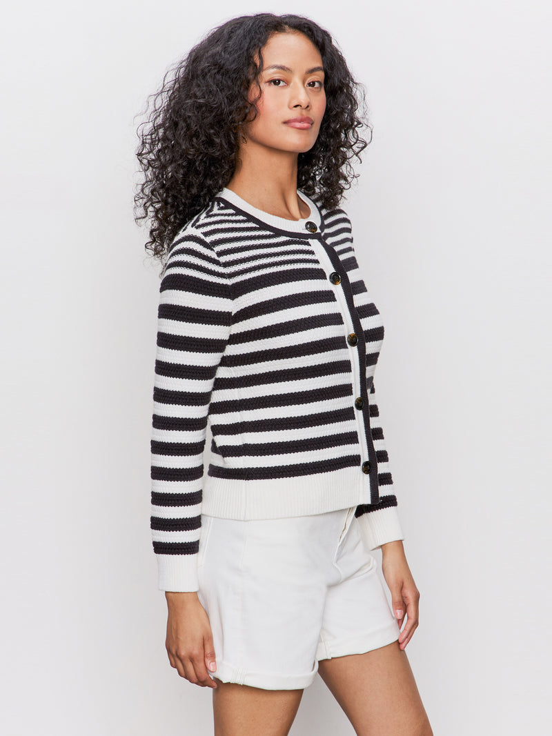 City Summer Cardi Black/ Macrame Multi Stripe alt 2