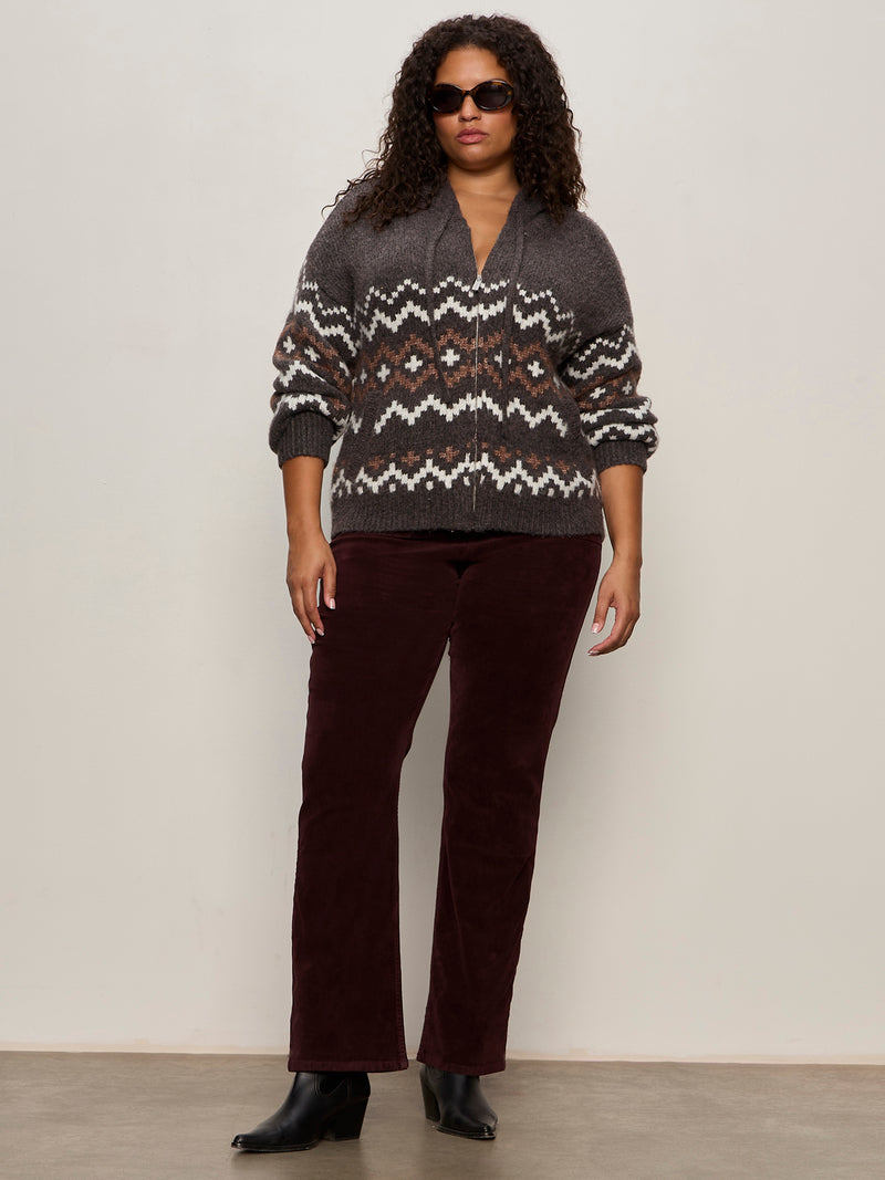 Zip-Up Fairisle Hoodie Mocha Fairisle Extended Sizing alt 4