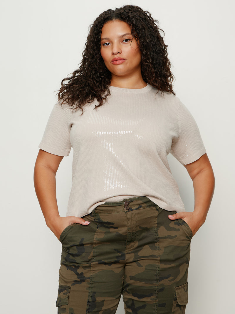 Sparkle Sequin Sweater Mother Of Pearl Extended Sizing