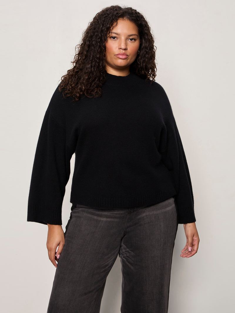 Forever Wool Cashmere Popover Black Extended Sizing alt 1