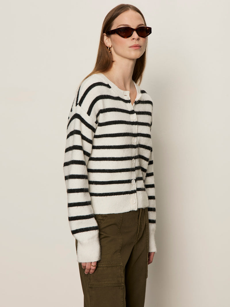 Must-Have Cardi Chalk With Black Stripe alt 2
