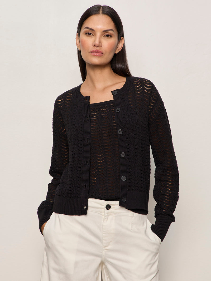 For Keeps Pointelle Cardigan Black