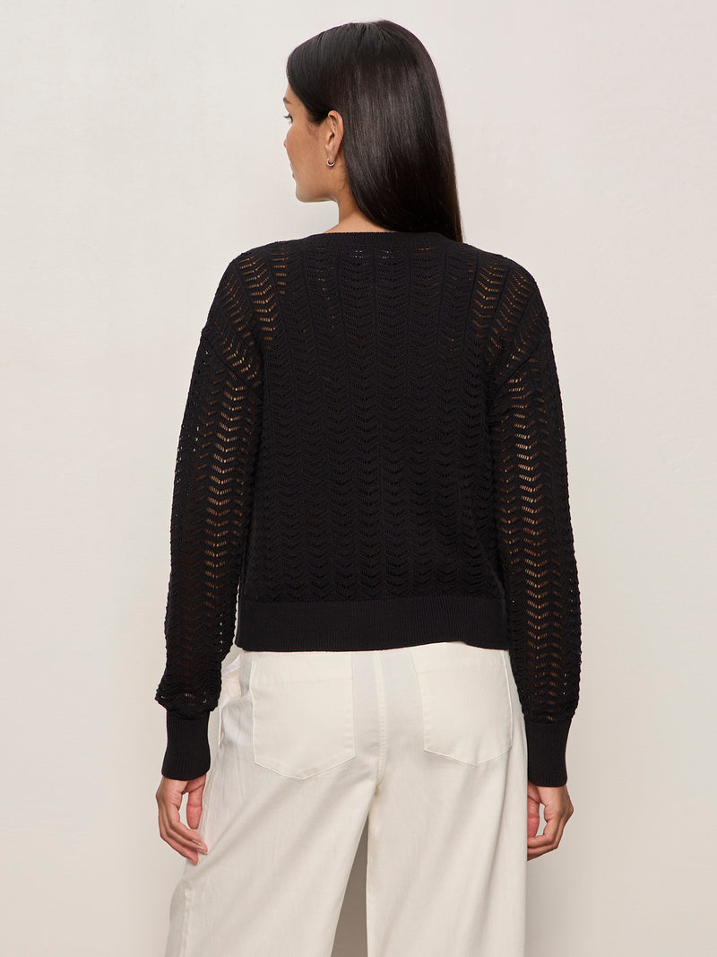 For Keeps Pointelle Cardigan Black alt 1
