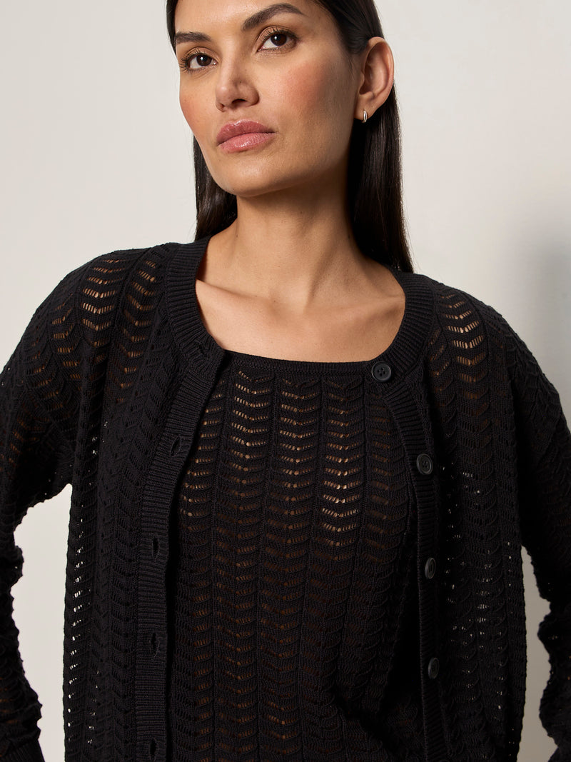 For Keeps Pointelle Cardigan Black alt 4