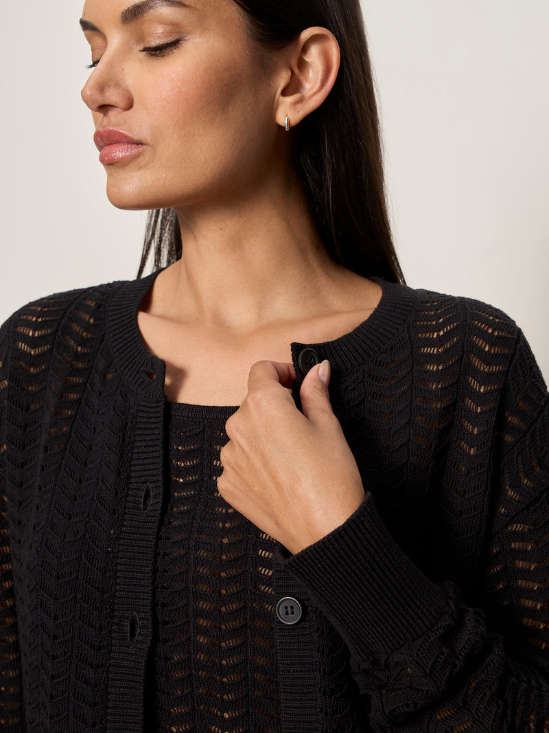 For Keeps Pointelle Cardigan Black alt 3