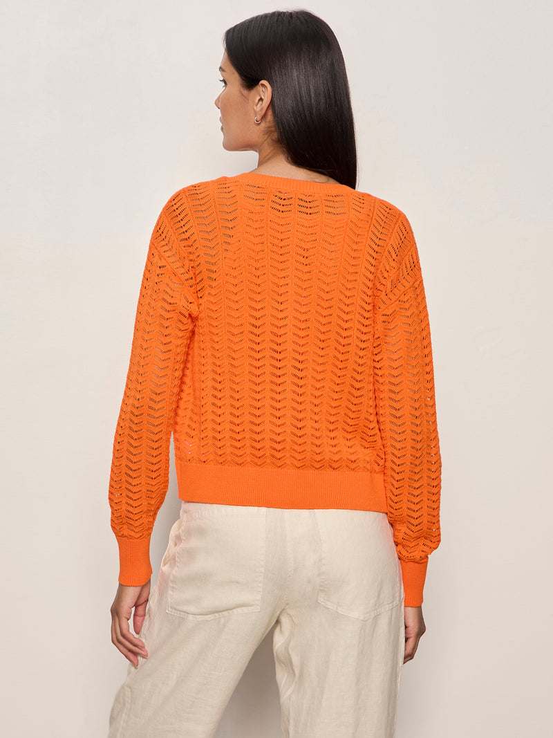 For Keeps Pointelle Cardigan Hibiscus Orange alt 1