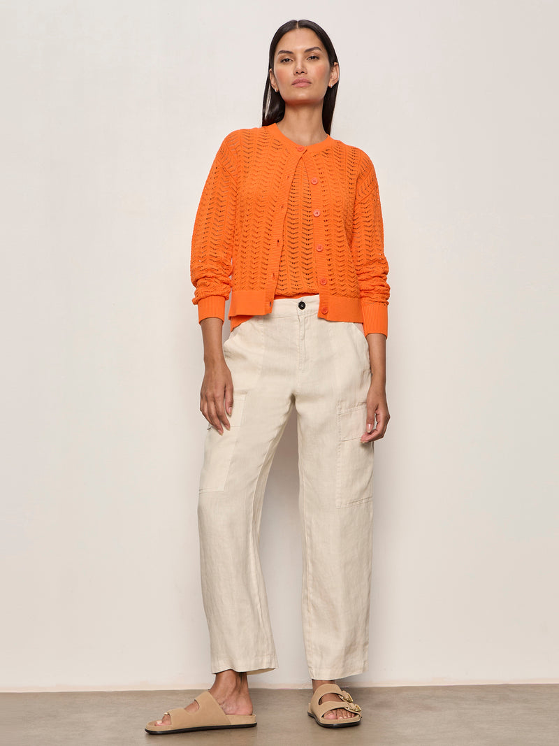 For Keeps Pointelle Cardigan Hibiscus Orange alt 4