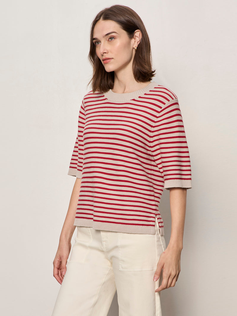 Sweater Tee Opal/Raspberry Stripe alt 2