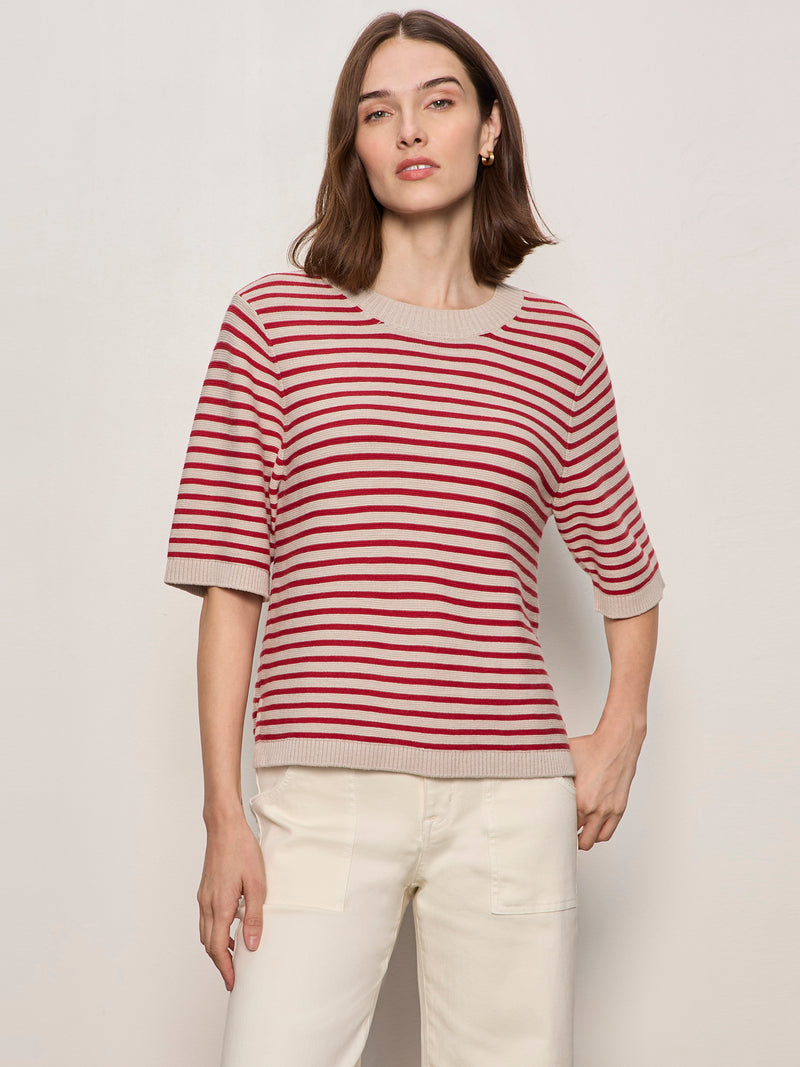 Sweater Tee Opal/Raspberry Stripe alt 3