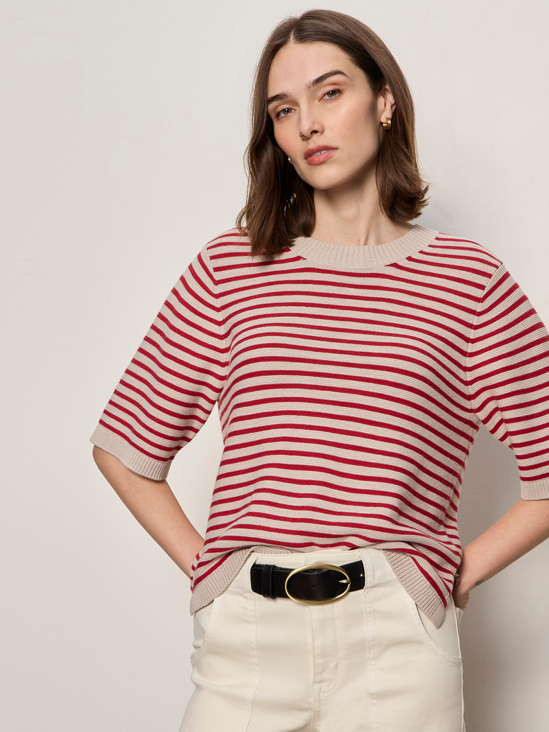 Sweater Tee Opal/Raspberry Stripe alt 4
