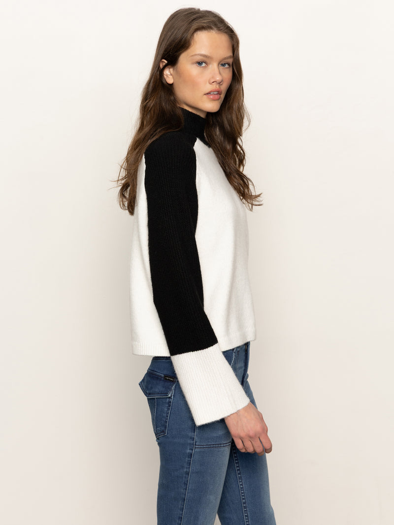 Downtown Mock Neck Sweater Black/ Chalk alt 1