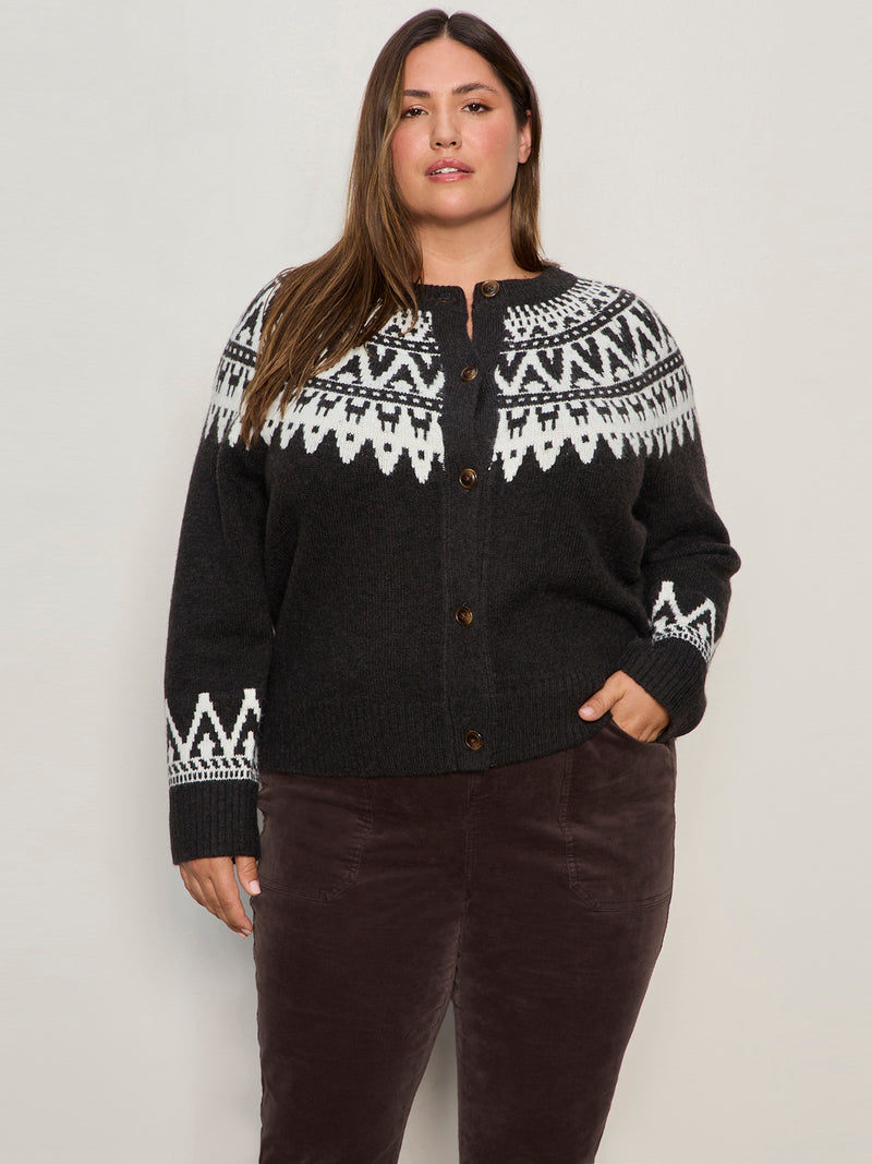 Fairisle Crewneck Cardi Ink Multi Extended Sizing alt 1
