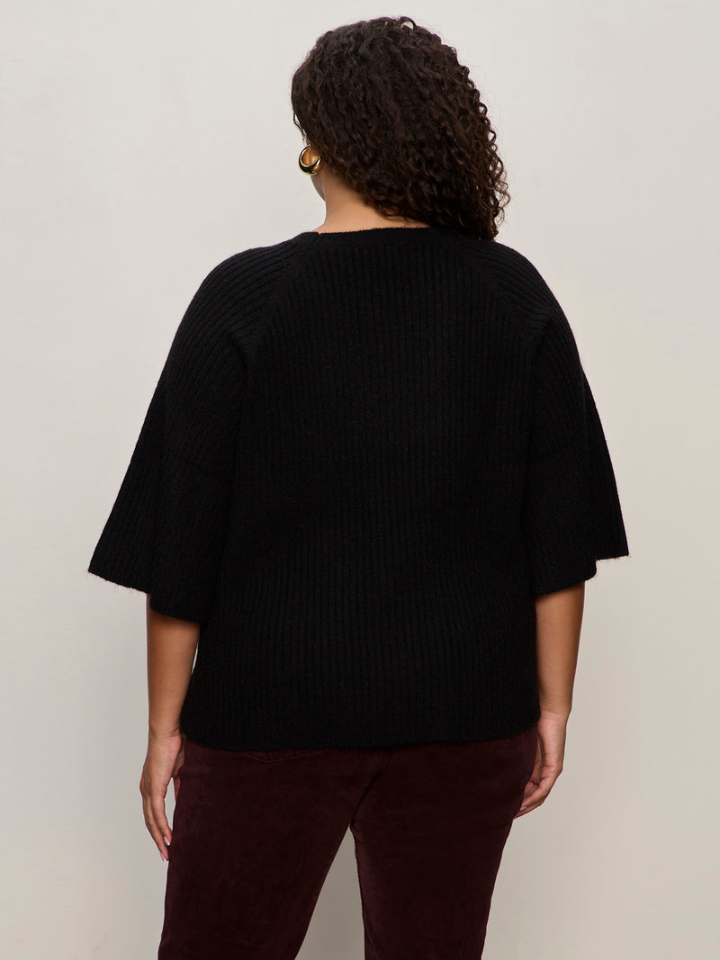 Ribbed Sweater Tee Black Extended Sizing alt 3