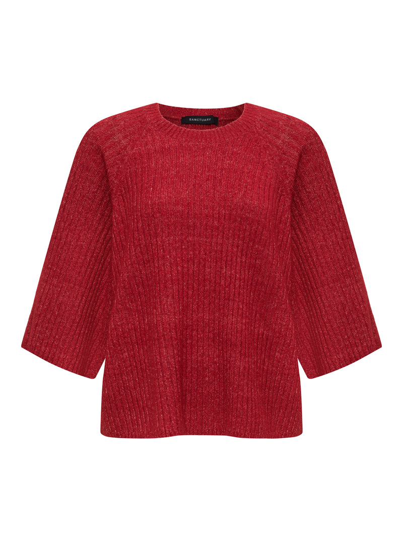 Ribbed Sweater Tee Cherry Lacquer alt 5