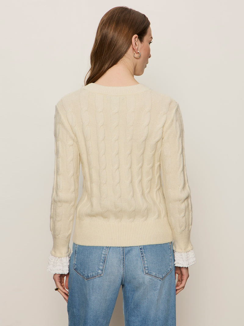 One In A Million Cable Crewneck Sweater Vanilla alt 3