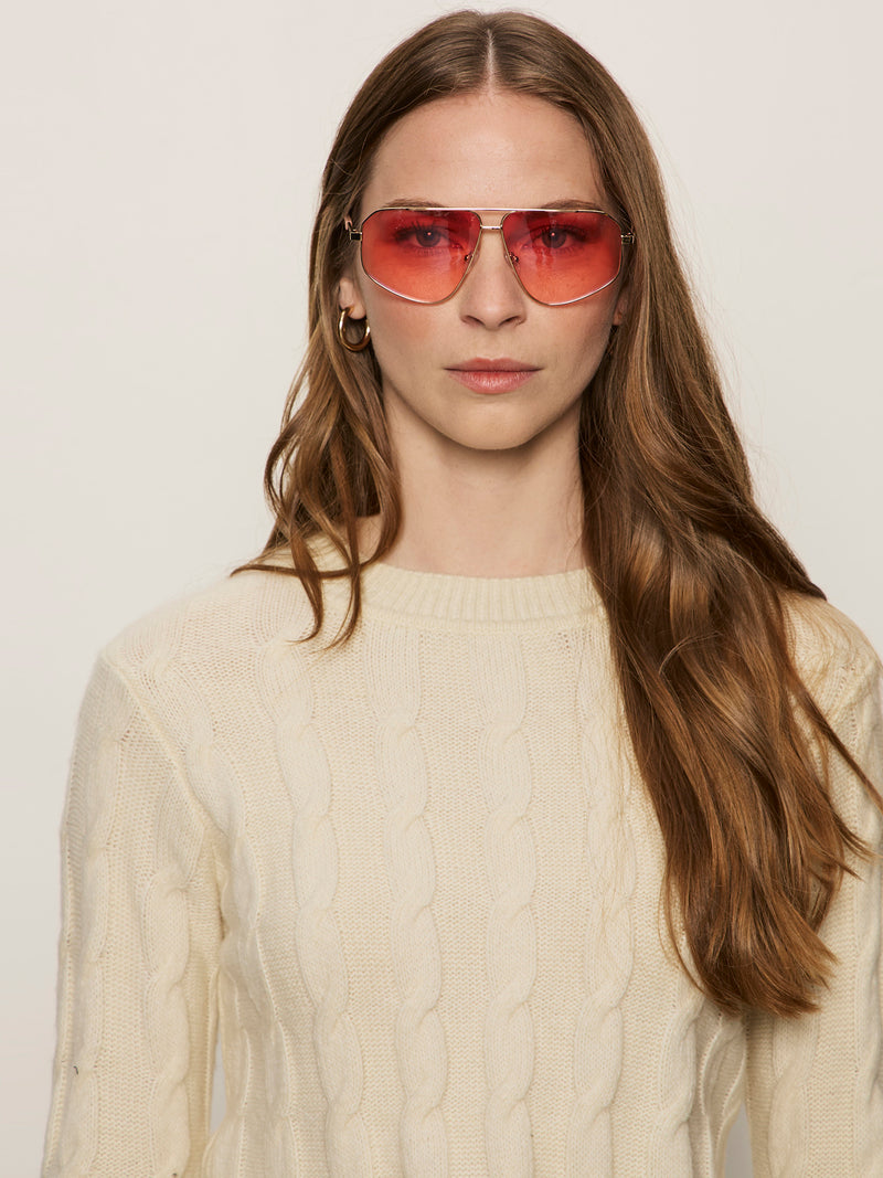 One In A Million Cable Crewneck Sweater Vanilla alt 4