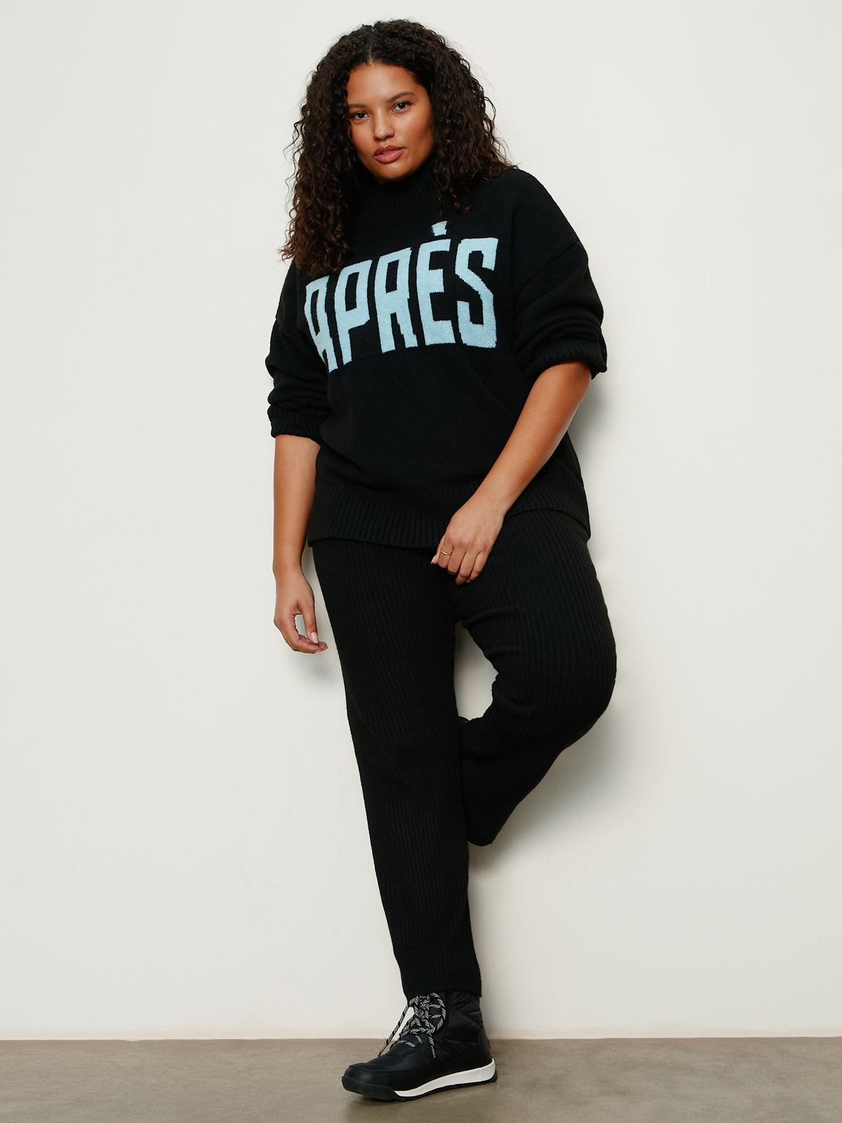 So Soft Ribbed Sweater Legging Black Extended Sizing