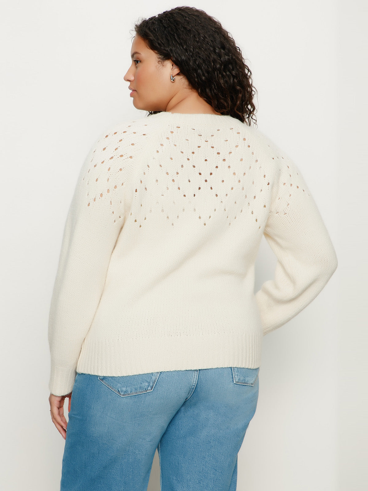 Femme Openwork Sweater Vanilla Creme Extended Sizing
