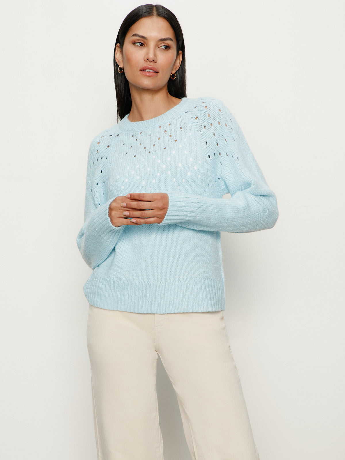 Femme Openwork Sweater Aquamarine